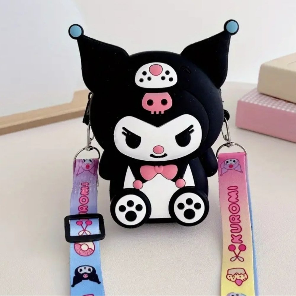 Kuromi Black Coin Purse Crossbody bag Kawaii